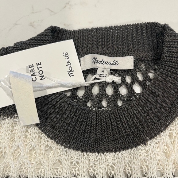 Madewell Relaxed Open Stitch White & Gray Striped Sweater Tee medium - Picture 11 of 12